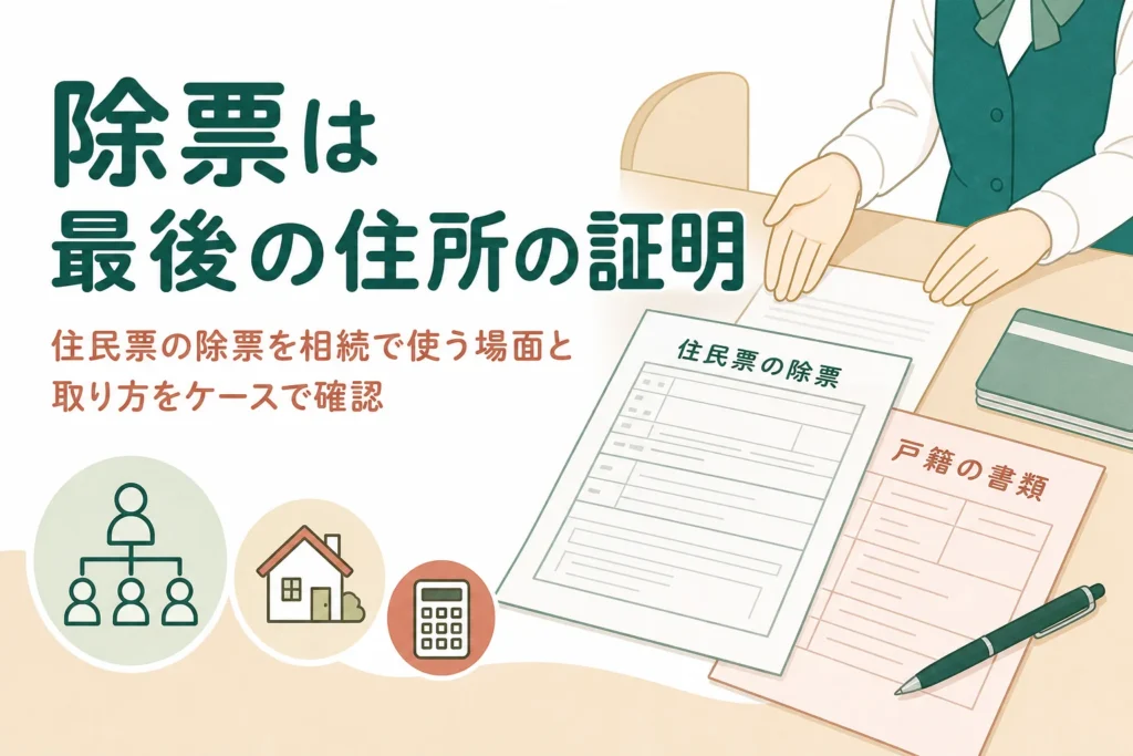 住民票の除票を相続手続きで使う場面と取り方を解説する記事のアイキャッチ