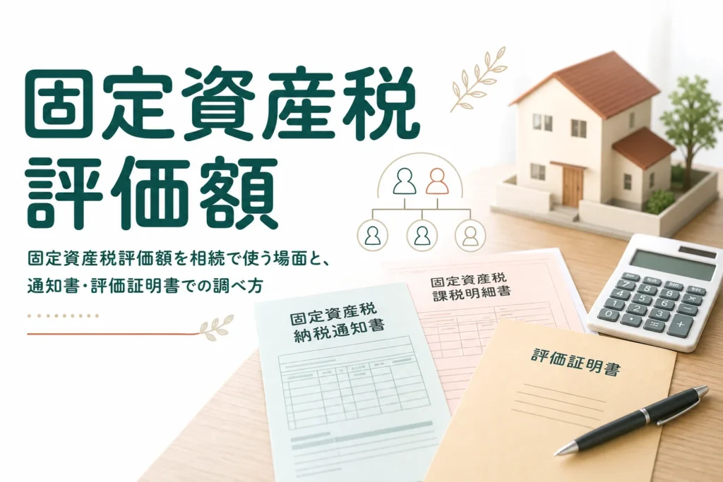 固定資産税評価額を相続で使う場面と調べ方を解説する記事のアイキャッチ