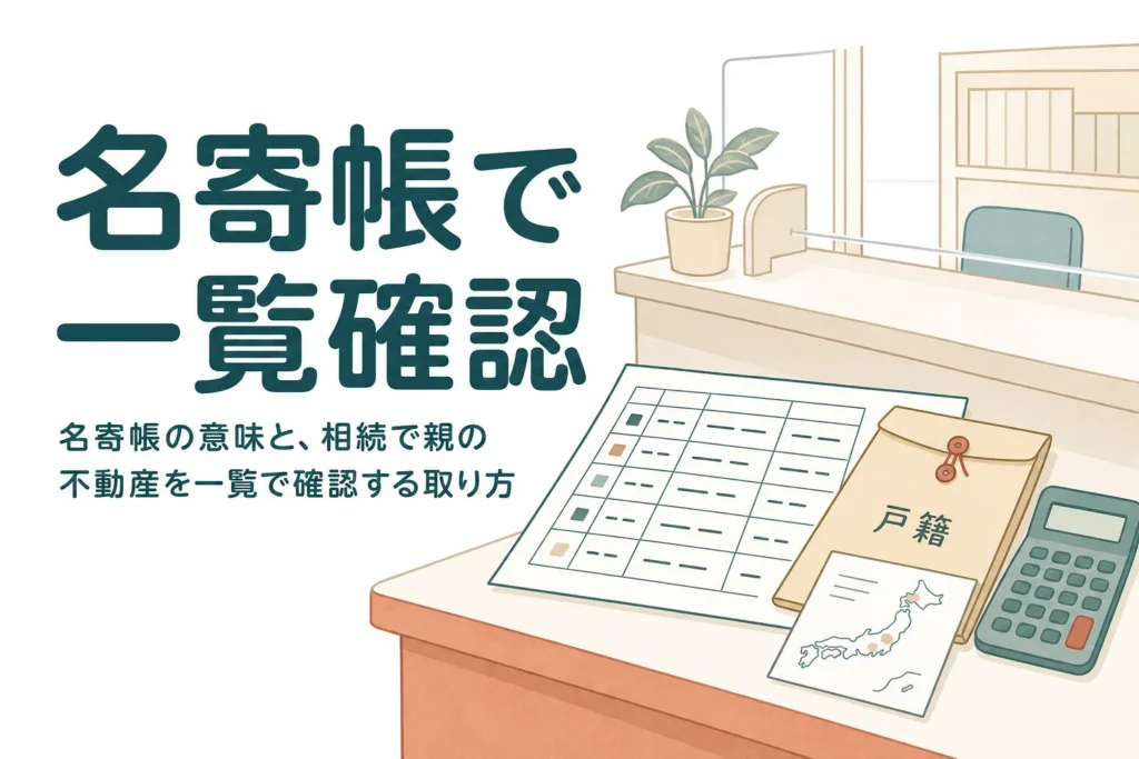名寄帳の意味と相続で親の不動産を一覧で確認する方法を説明する記事のアイキャッチ