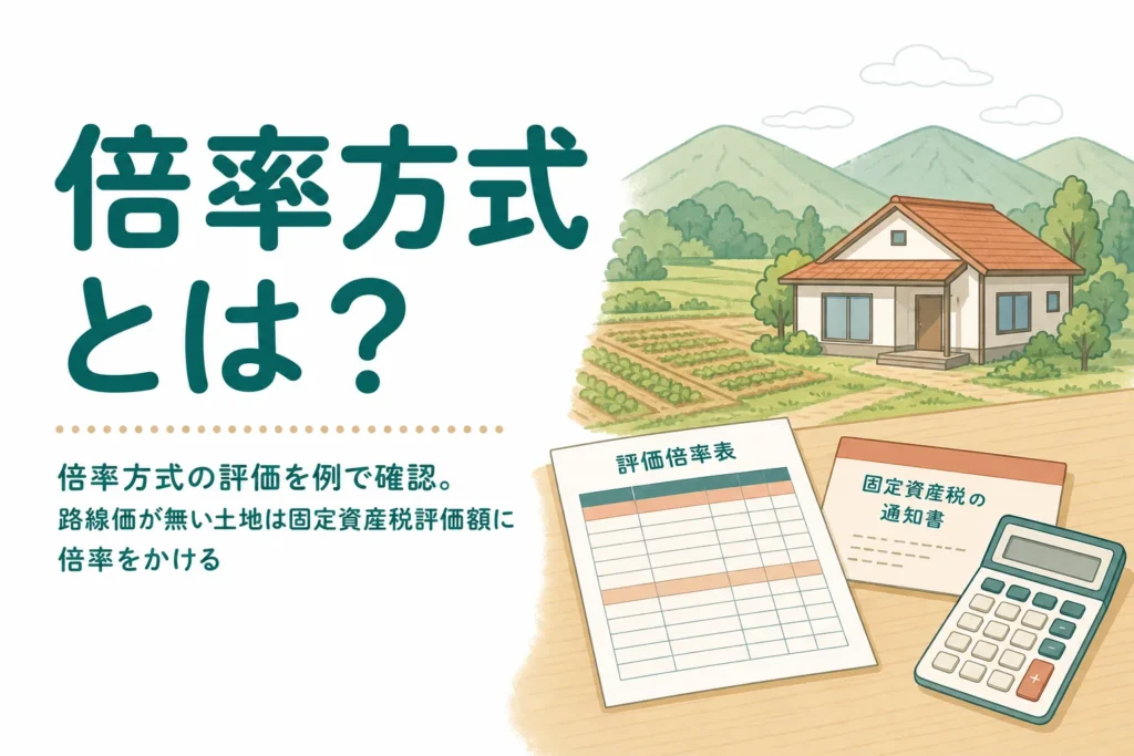 路線価が無い土地を倍率方式で評価する方法を例で説明する記事のアイキャッチ