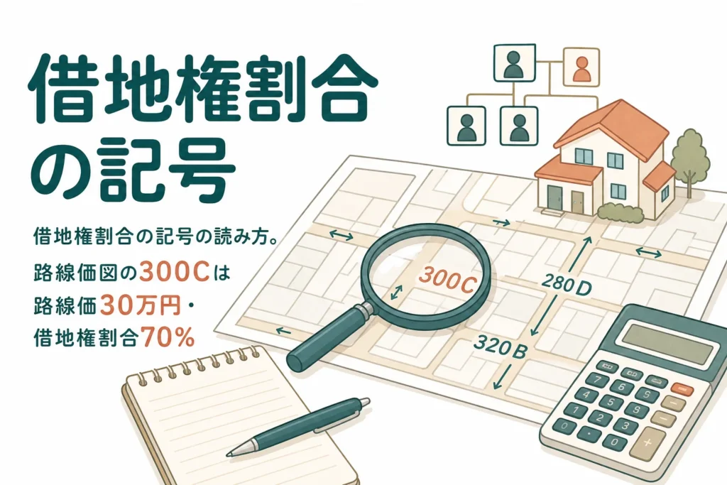 路線価図のアルファベット記号で借地権割合を読み取る方法を解説する記事のアイキャッチ