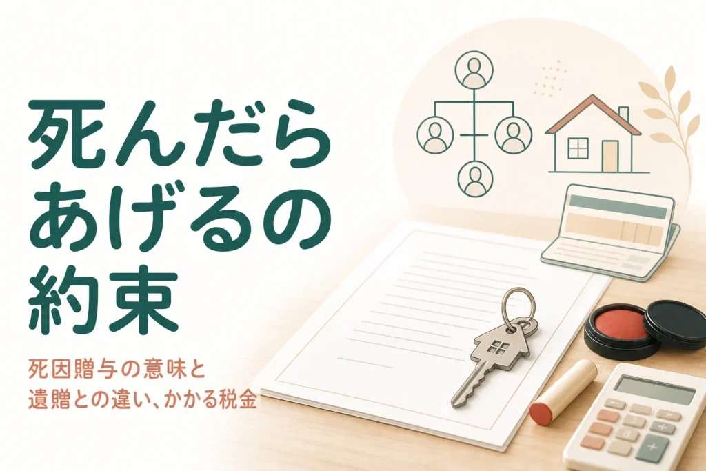 死因贈与の意味と遺贈との違い、契約書とかかる税金を解説する記事のアイキャッチ