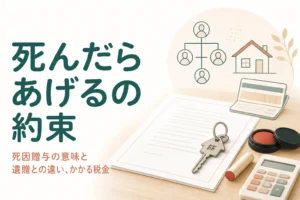 死因贈与の意味と遺贈との違い、契約書とかかる税金を解説する記事のアイキャッチ
