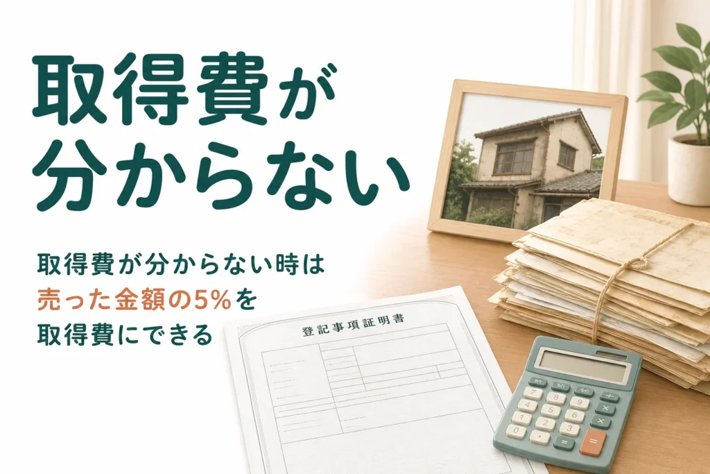 相続した家を売る時に取得費が分からない場合の5%ルールを解説する記事のアイキャッチ
