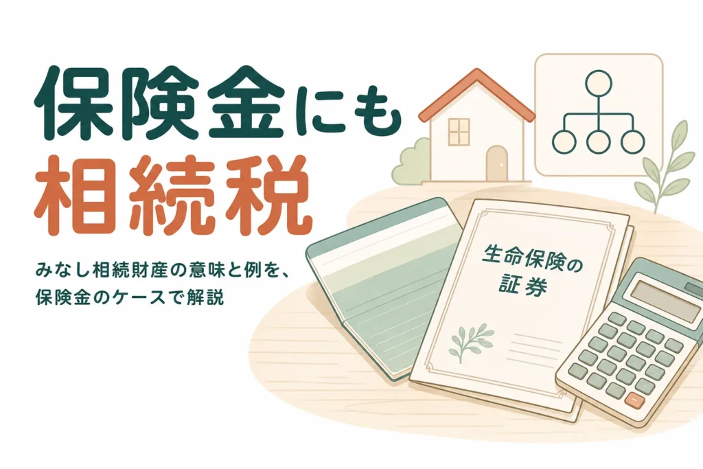 みなし相続財産の意味と例を、死亡保険金を受け取ったケースで解説する記事のアイキャッチ
