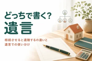 遺言で「相続させる」と「遺贈する」をどう使い分けるかを解説する記事のアイキャッチ