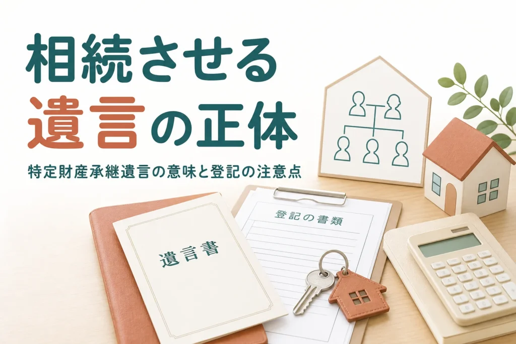 「相続させる」遺言の正式名である特定財産承継遺言の意味と登記の注意点を解説する記事のアイキャッチ