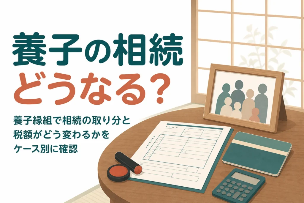 養子縁組で相続の取り分と税額がどう変わるかを婿養子・孫養子のケース別に確認する記事のアイキャッチ