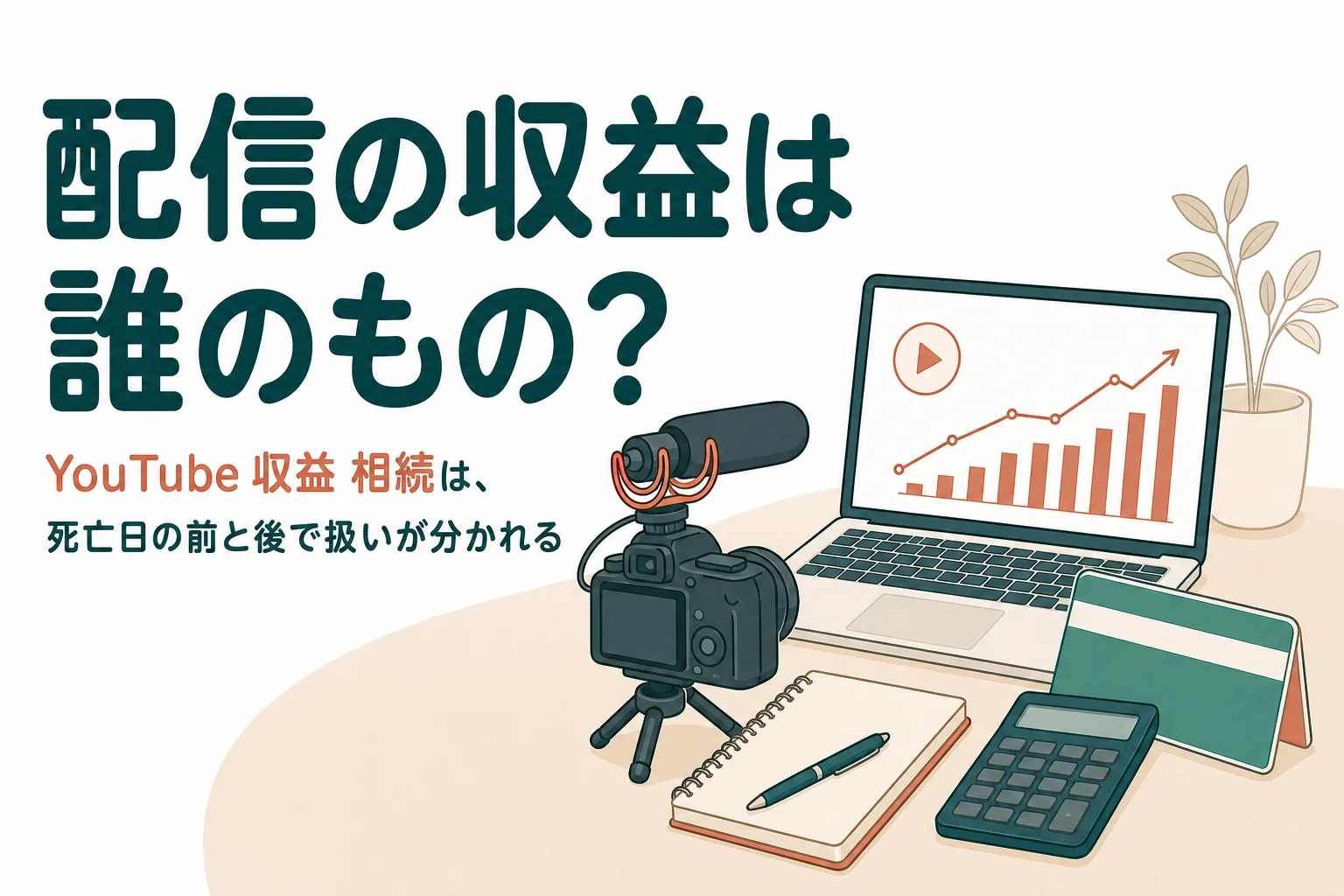 「動画配信の収益がある家族が亡くなった時、チャンネルと収益はどうなる？」を、収益が生まれた時期とチャンネルを続けるかのケースで解説する記事のアイキャッチ