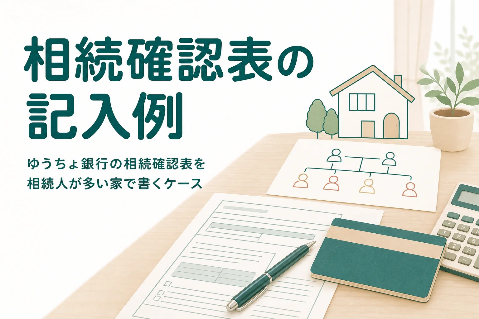 ゆうちょ銀行の相続確認表を相続人が多いケースで書く記入例を紹介する記事のアイキャッチ