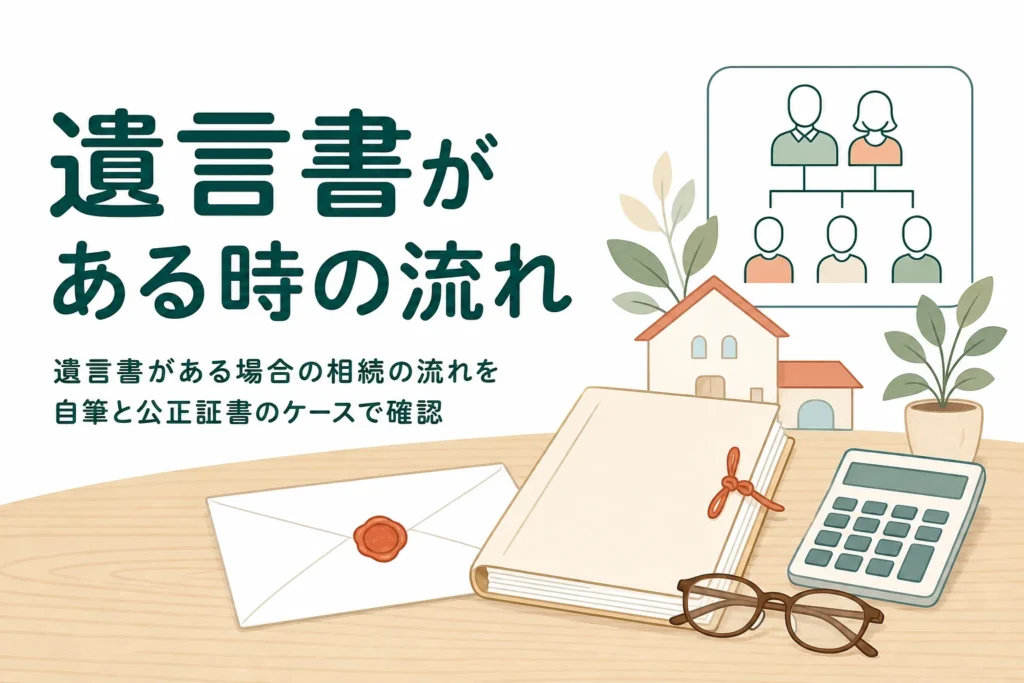 遺言書がある場合の相続の流れを遺言の種類別に確認する記事のアイキャッチ