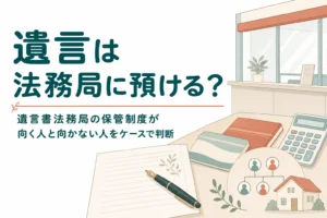 自筆の遺言書を法務局に預けるべきかをケースで判断する記事のアイキャッチ