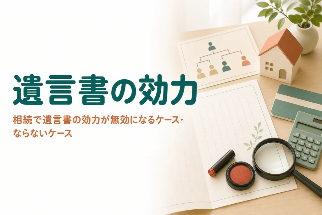 相続で遺言書の効力が及ぶ範囲と、無効になるケース・ならないケースを判定する記事のアイキャッチ