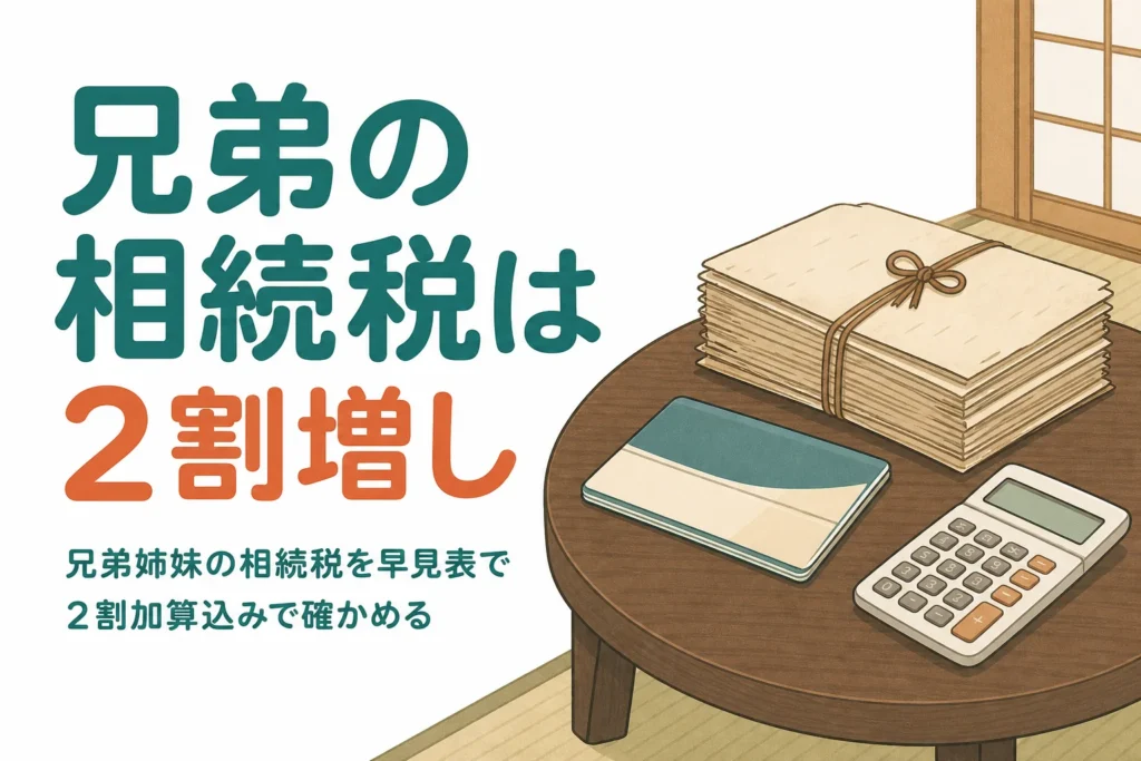 兄弟姉妹が相続する時の相続税を2割加算込みの早見表で確かめる記事のアイキャッチ
