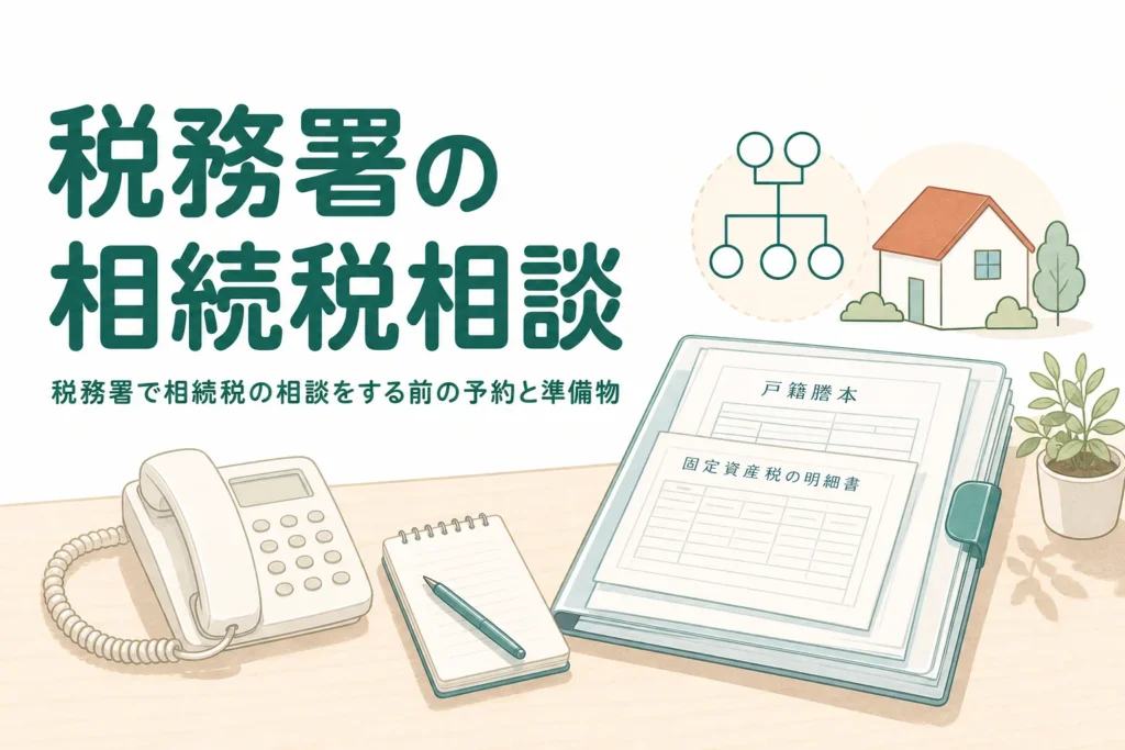 税務署で相続税の相談をする前の予約方法と準備物を解説する記事のアイキャッチ