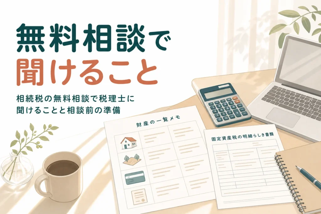 相続税の無料相談でどこまで聞けるかと相談前の準備を解説する記事のアイキャッチ
