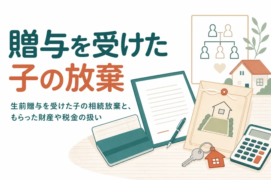 生前贈与を受けた子が相続放棄した時の財産と税金の扱いを解説する記事のアイキャッチ