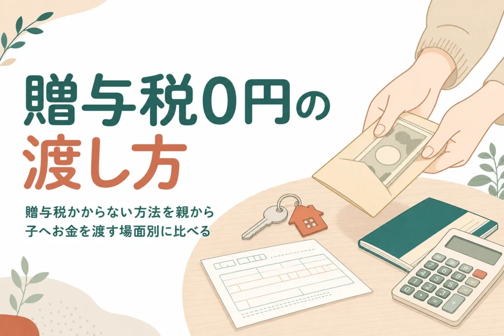 贈与税がかからない方法を親から子へお金を渡す場面別に比べる記事のアイキャッチ
