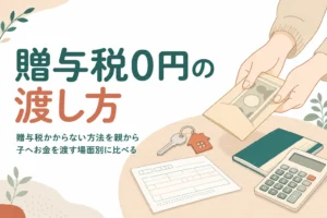 贈与税がかからない方法を親から子へお金を渡す場面別に比べる記事のアイキャッチ
