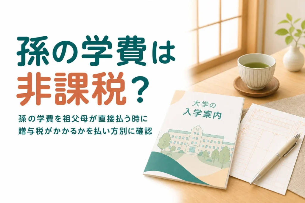 孫の学費を祖父母が直接払う場合の贈与税を払い方別に確認する記事のアイキャッチ