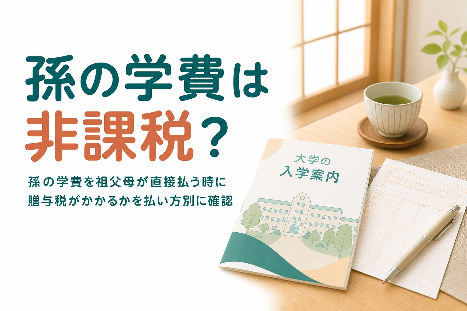 孫の学費を祖父母が直接払う場合の贈与税を払い方別に確認する記事のアイキャッチ