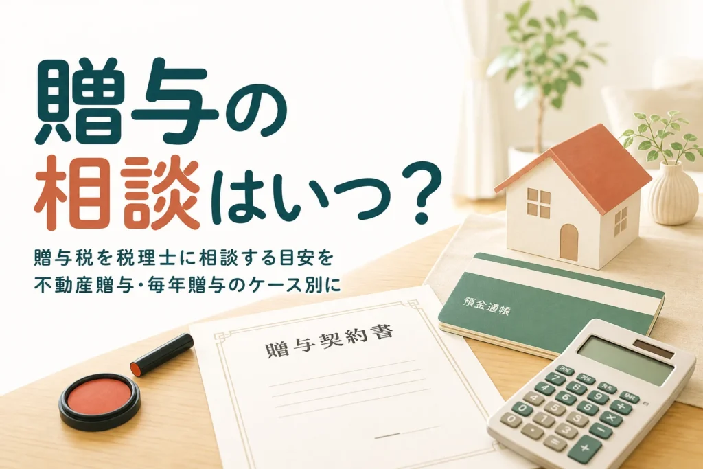 贈与税を税理士に相談すべきケースを不動産贈与や毎年の贈与で比べる記事のアイキャッチ
