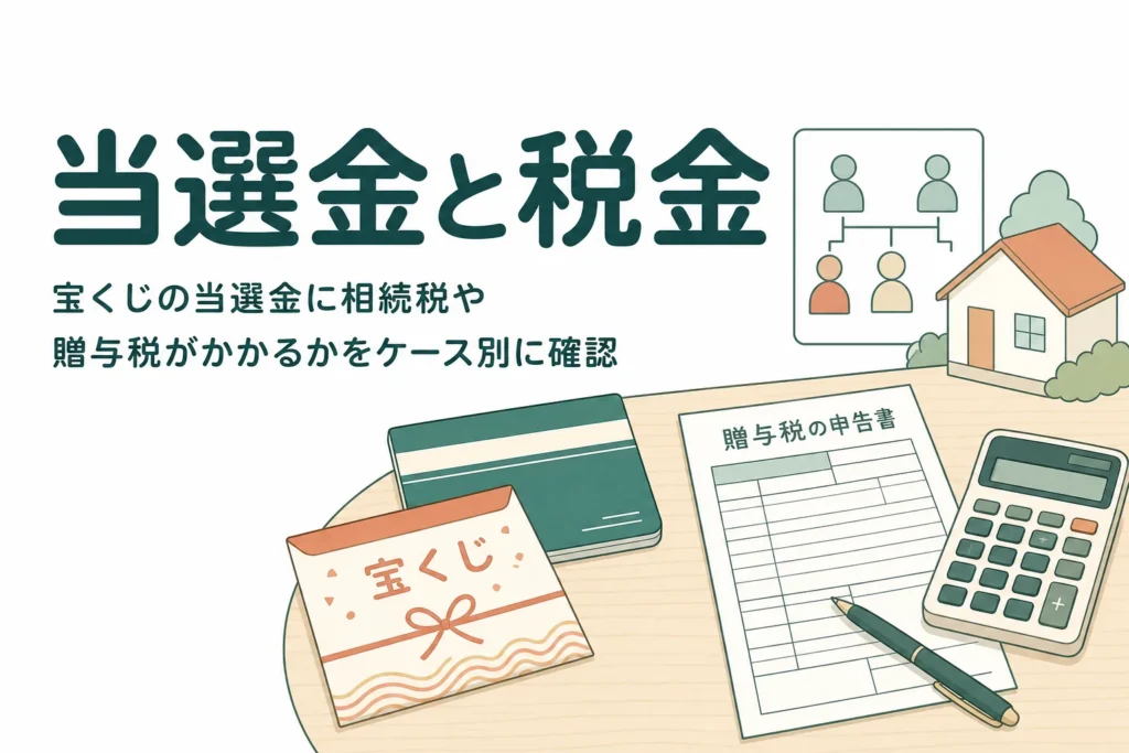 宝くじの当選金に相続税や贈与税がかかるかを家族に分けた・遺したケース別に確認する記事のアイキャッチ
